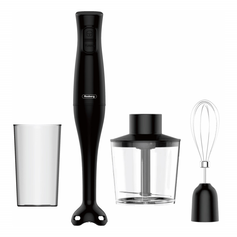 Blender si tocator 3in1 Rosberg R51112OC, 350 W, 0,7 L, 2 viteze, Tel, Negru