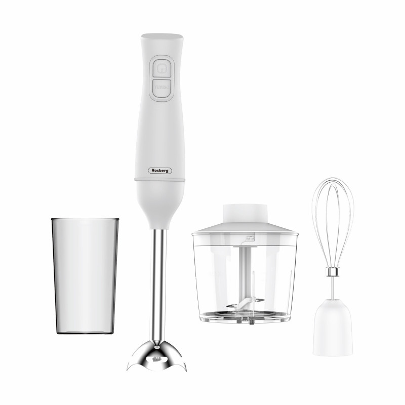 Blender si tocator 3in1 Rosberg R51112OSC, 350 W, 0,7 L, 2 viteze, Tel, Alb