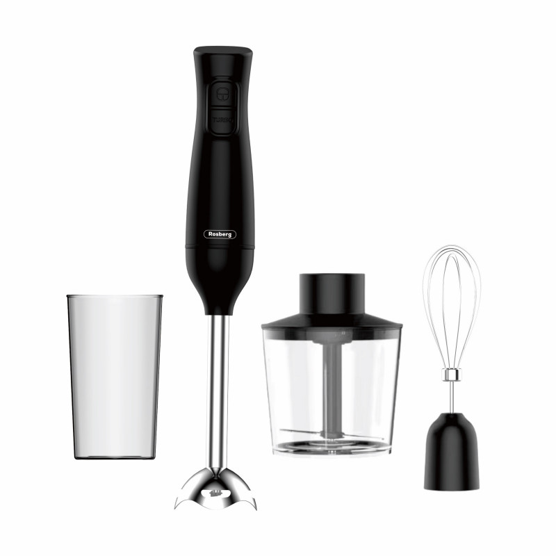 Blender si tocator 3in1 Rosberg R51112OSC, 350 W, 0,7 L, 2 viteze, Tel, Negru