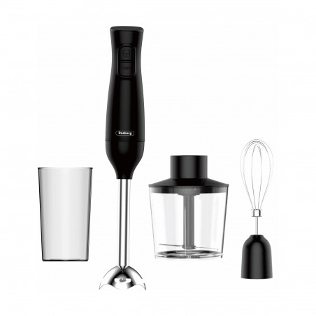 Blender si tocator 3in1 Rosberg R51112OSC, 350 W, 0,7 L, 2 viteze, Tel, Negru