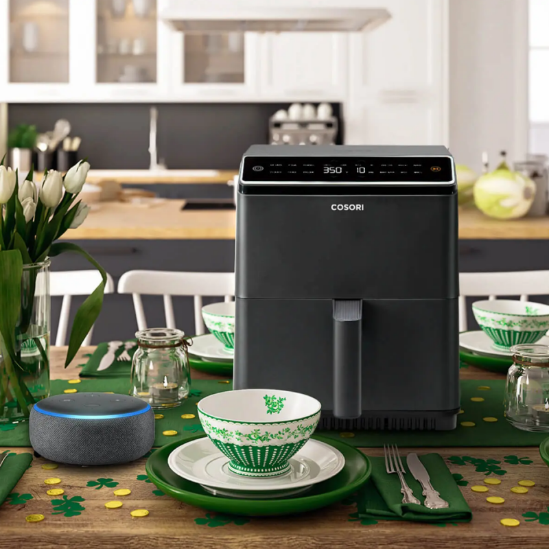 Friteuza cu aer cald Cosori Dual Blaze CAF-P583S, 1700 W, 6,4 L, 12 programe, 360 ThermoIQ, Negru