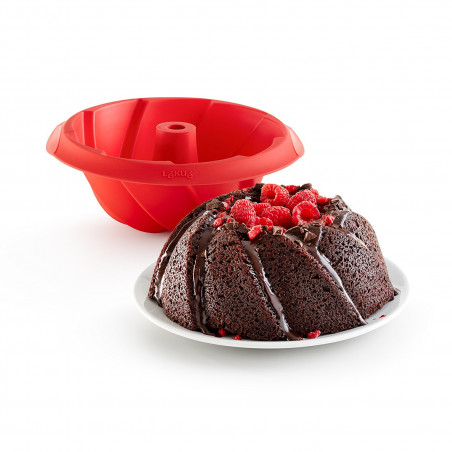 Forma pentru copt chec Lekue 1009480, Ø22x8 cm, 1 L, Silicon platinat, -60°C / +220°C, Rosu