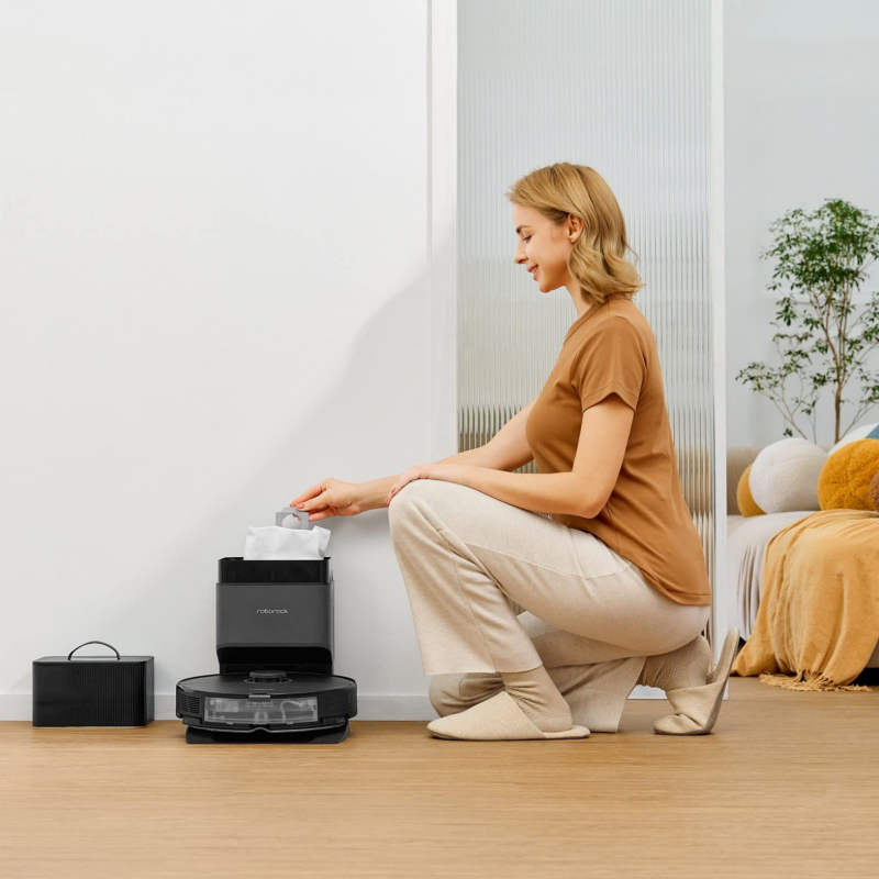 Aspirator robot Roborock S8 Plus Schwarz S8P52-00, 69 W, 5200 mAh, 6000 Pa, Mop, Cartografiere LiDAR, 750 ml, 4 senzori, Autonomie pana la 180 min, Negru