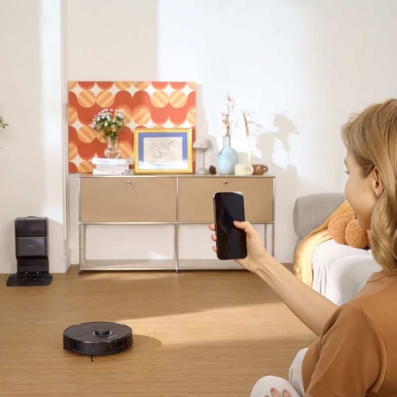 Aspirator robot Roborock S8 Plus Schwarz S8P52-00, 69 W, 5200 mAh, 6000 Pa, Mop, Cartografiere LiDAR, 750 ml, 4 senzori, Autonomie pana la 180 min, Negru