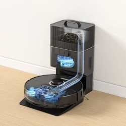 Aspirator robot Roborock S8 Plus Schwarz S8P52-00, 69 W, 5200 mAh, 6000 Pa, Mop, Cartografiere LiDAR, 750 ml, 4 senzori, Autonomie pana la 180 min, Negru