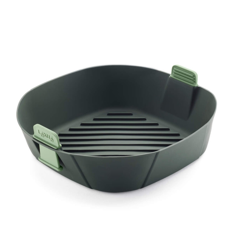 Cos pentru friteuza cu aer cald Lekue 1009495, 25x25 cm, -20°C / +220°C, Silicon, Fara BPA, Gri