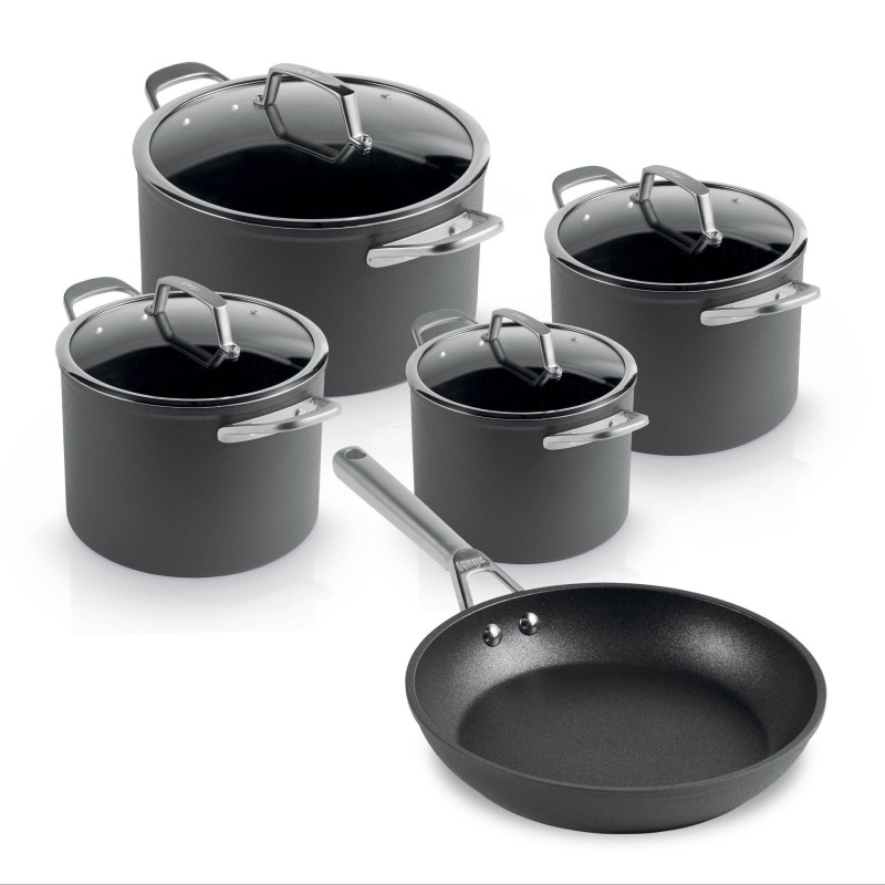 Set oale si tigaie Ninja Zerostick Premium C35005DE, 9 piese, Tehnologie antiaderenta, Pana la 260°C, Inductie, Negru