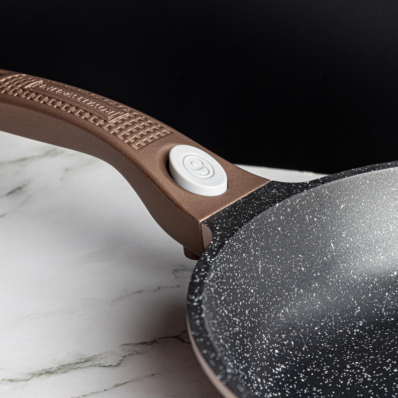 Set de vase Royalty Line RL-ES2014M, 17 piese, acoperire marmură, inducție, culoare cupru