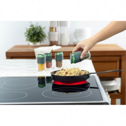 Borcan pentru condimente Lekue 1009487, 80 ml, Ø5,2x9,2 cm, Sticla, +4°C/+80°C, Gri