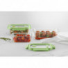 Set 3 caserole cu capace din sticla Lekue 1009492, Accesoriu de marcare, Silicon, -20°C/+100°C, Verde