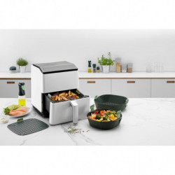 Cos pentru friteuza cu aer cald Lekue 1009494, 22,1 x 22,1 cm, -20°C/+220°C, Silicon, Negru