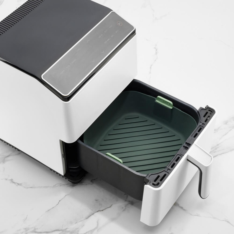 Cos pentru friteuza cu aer cald Lekue 1009494, 22,1 x 22,1 cm, -20°C/+220°C, Silicon, Negru