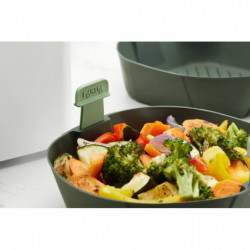 Cos pentru friteuza cu aer cald Lekue 1009494, 22,1 x 22,1 cm, -20°C/+220°C, Silicon, Negru