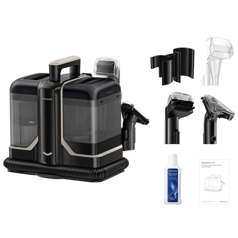 Aspirator cu spalare pentru covoare si tapiterie Dreame N10, 450 W, 12000 Pa, 1,6/0,75 L, Cu apa caldă pana la 60°C, Autocuratare, Negru