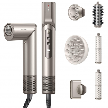 Uscător de păr și styler/multistylist Dreame Dazzle AZD20A, 1400 W, 65 m/s, 3 setări de viteză și temperatură, ionizare, afișaj, titan auriu