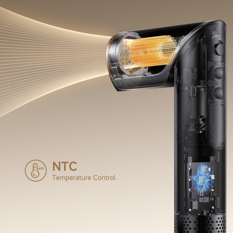 Uscător de păr și styler/multistylist Dreame Dazzle AZD20A, 1400 W, 65 m/s, 3 setări de viteză și temperatură, ionizare, afișaj, titan auriu