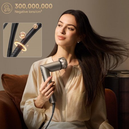 Uscător de păr și styler/multistylist Dreame Dazzle AZD20A, 1400 W, 65 m/s, 3 setări de viteză și temperatură, ionizare, afișaj, titan auriu