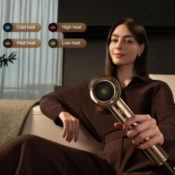 Uscător de păr Dreame Pilot AHX01A, 1600 W, moduri A.I., 3 viteze, 4 temperaturi, 55 m3/h, ionizare, NTC, LED, control inteligent al fluxului, bronz