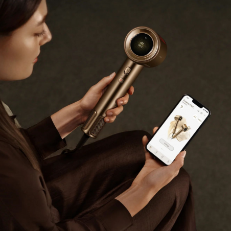 Uscător de păr Dreame Pilot AHX01A, 1600 W, moduri A.I., 3 viteze, 4 temperaturi, 55 m3/h, ionizare, NTC, LED, control inteligent al fluxului, bronz