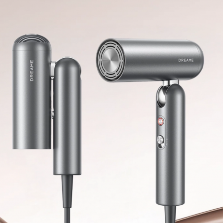 Uscător de păr Dreame Pocket AHD51-SG Pro, 1300 W, 110.000 rpm, 70 m/s, 2 viteze, 5 temperaturi, NTC, Coanda, pliabil, gri