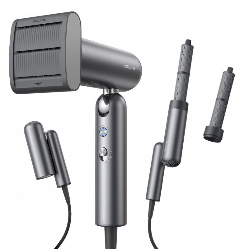 Uscător de păr Dreame Pocket AHD51-SG Pro, 1300 W, 110.000 rpm, 70 m/s, 2 viteze, 5 temperaturi, NTC, Coanda, pliabil, gri