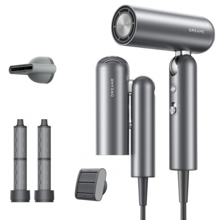 Uscător de păr Dreame Pocket AHD51-SG Pro, 1300 W, 110.000 rpm, 70 m/s, 2 viteze, 5 temperaturi, NTC, Coanda, pliabil, gri