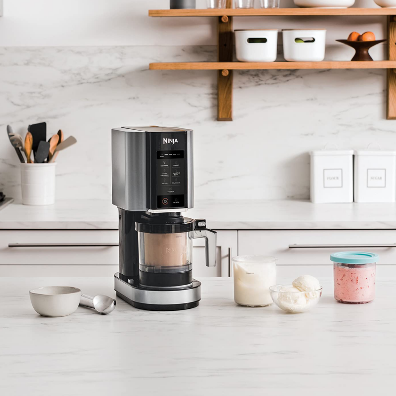 Set 2 recipiente pentru inghetata Ninja Creami XSK2PNT300EUK, 2x470 ml, Fara BPA, Inchidere etansa, Gri