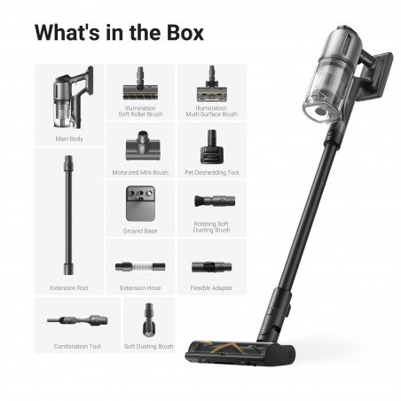 Aspirator verticar fara fir Dreame Z30 VZV17A, 855 W, 310 AW, 150.000 rpm, 3 viteze, 0,6 L, 90 min, HEPA H14, LED, Motor fara perii, Negru