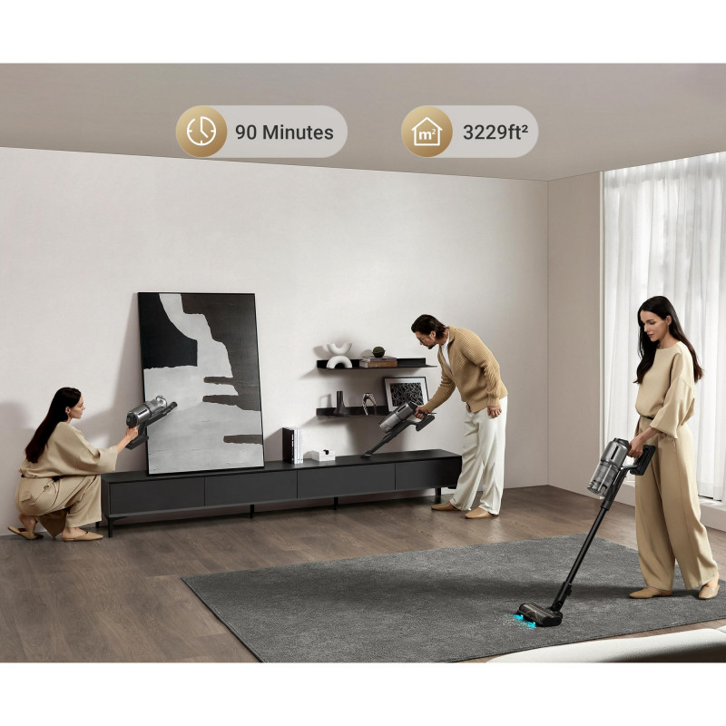 Aspirator verticar fara fir Dreame Z30 VZV17A, 855 W, 310 AW, 150.000 rpm, 3 viteze, 0,6 L, 90 min, HEPA H14, LED, Motor fara perii, Negru