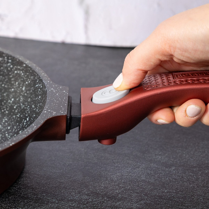 Set oale si tigai Royalty Line RL-ES2014M, 17 piese, Acoperire din marmurа, Inductie, Burgund