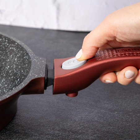 Set oale si tigai Royalty Line RL-ES2014M, 17 piese, Acoperire din marmurа, Inductie, Burgund