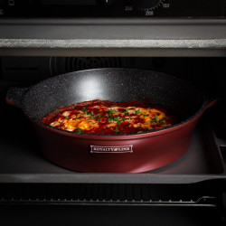 Set oale si tigai Royalty Line RL-ES2014M, 17 piese, Acoperire din marmurа, Inductie, Burgund