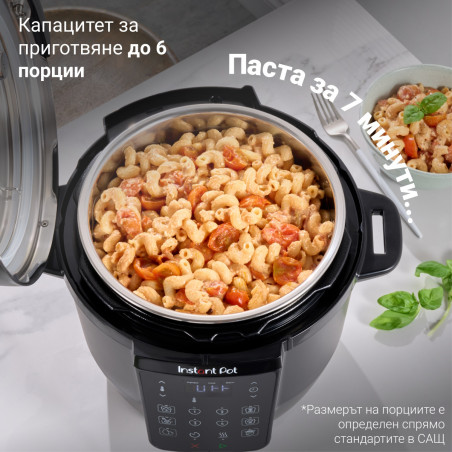 Multicooker Instant Pot Classic 112200001, 1000 W, 5,7 L, 7 programe, Butoane favorite, Afisaj LCD, Otel inoxidabil, Negru