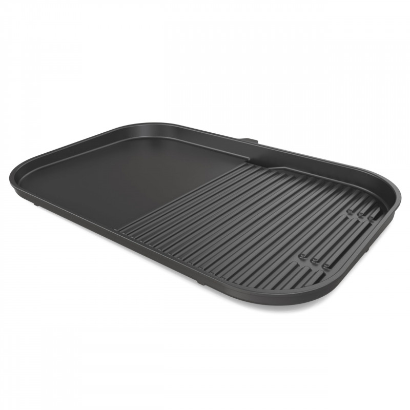 Placă pentru grătar Ninja XSKOGXLGGCMEU, 45 x 31 cm, netedă/nervurată, compatibilă cu Woodfire XL OG850/OG901, acoperire ceramică, negru