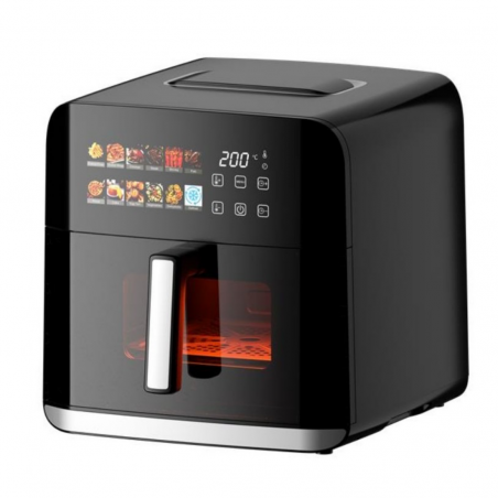 Friteuza cu aer cald Oliver Voltz OV51980CF, 1800 W, 8 L, 80-200°C, 12 programe, Timer, Incalzitor superior si inferior, Fereastra, LED, Negru