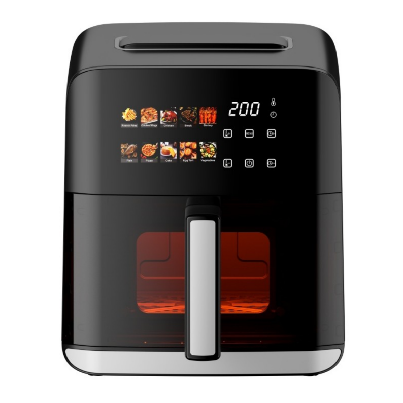 Friteuza cu aer cald Oliver Voltz OV51980CE, 1800 W, 4 L, 80-200°C, 10 programe, Timer, Fereastra, LED, Negru