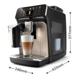 Mașină de cafea Philips EP5547/90 LatteGo, 1500 W, 15 bari, 1,8 l, 20 de băuturi, râșniță ceramică cu 12 trepte, ecran TFT, AquaClean, SilentBrew, AromaExtract, ExtraShot, Negru/Bej