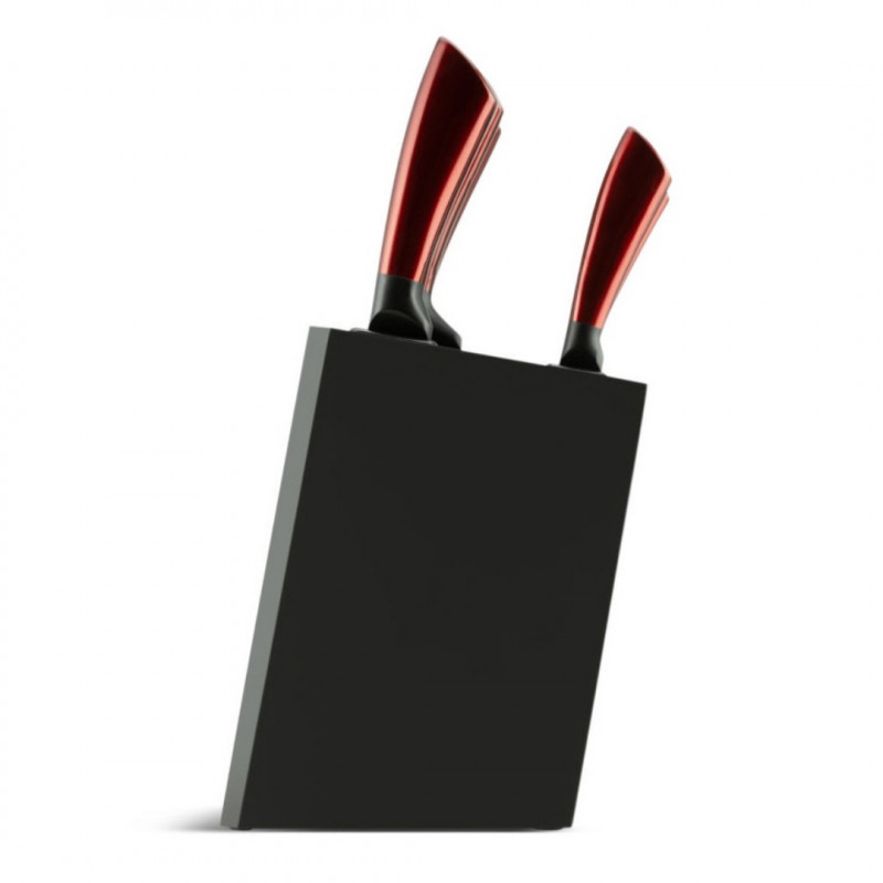 Set de cuțite Edenberg EB-936, 5 piese, oțel carbon, suport, roșu