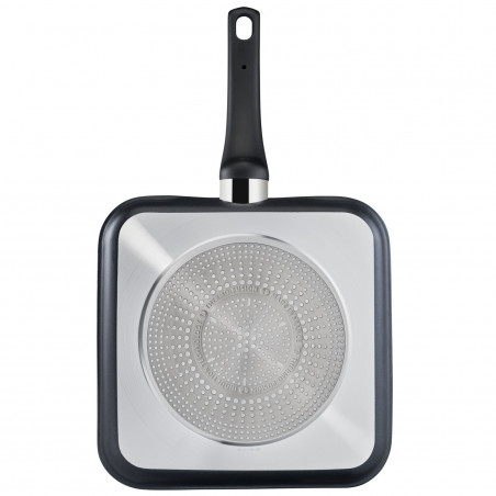 Tigaie pentru grătar Tefal SELECTION G2844032, 26x26 cm, acoperire antiaderentă din titan, Thermo-Signal, Thermo-Fusion, inducție, negru