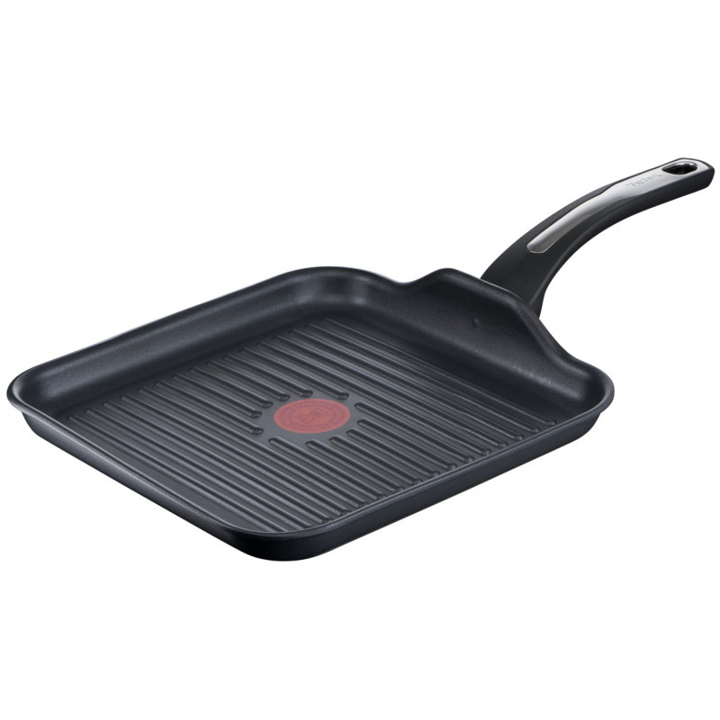 Tigaie pentru grătar Tefal SELECTION G2844032, 26x26 cm, acoperire antiaderentă din titan, Thermo-Signal, Thermo-Fusion, inducție, negru