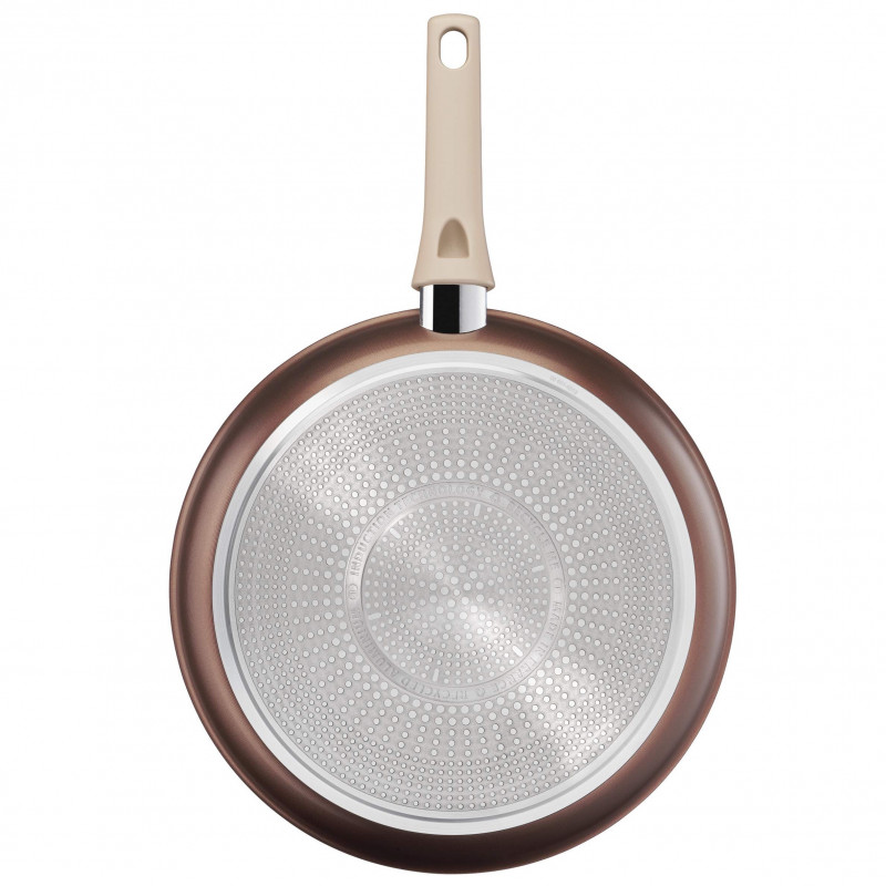 Tigaie Tefal Eco-Respect G2540602, 28 cm, Strat antiaderent din titan, Thermo-Fusion, Thermo-Signal, Inductie, Bronz/Maro