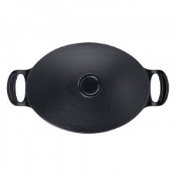 Cratita din fonta Tefal E2125455, 5,1 l, 45 cm, Formă ovala, Pana la 250 °C, Emailată, Inductie, Negru