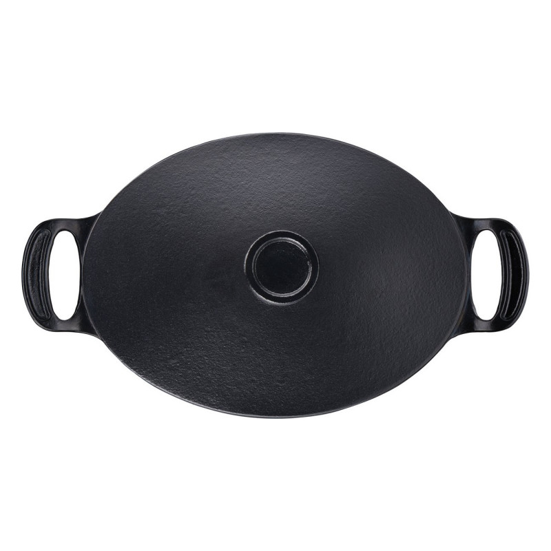 Cratita din fonta Tefal E2125455, 5,1 l, 45 cm, Formă ovala, Pana la 250 °C, Emailată, Inductie, Negru