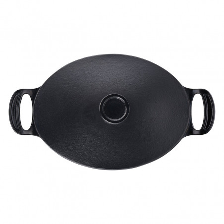 Cratita din fonta Tefal E2125455, 5,1 l, 45 cm, Formă ovala, Pana la 250 °C, Emailată, Inductie, Negru