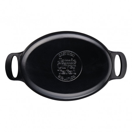 Cratita din fonta Tefal E2125455, 5,1 l, 45 cm, Formă ovala, Pana la 250 °C, Emailată, Inductie, Negru