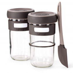 Set recipiente dospire paine Lekue 1010175, 3 piese, 9,3 x 9,3 x 17 cm, -20/+80 °C, Maro