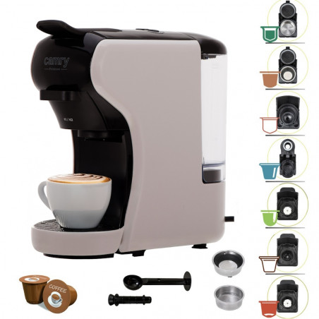 Espressor pentru cafea macinata si capsule 9in1 Camry CR 4414, 3000 W, 19 bar, Bej/Negru