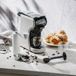 Espressor pentru cafea macinata si capsule 9in1 Camry CR 4414, 3000 W, 19 bar, Bej/Negru