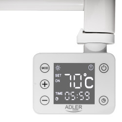 Calorifer electric pentru baie Adler AD 7823, 400 W, 10 elementi, Panou de control LED, Mod de economisire a energiei, IP24, Alb