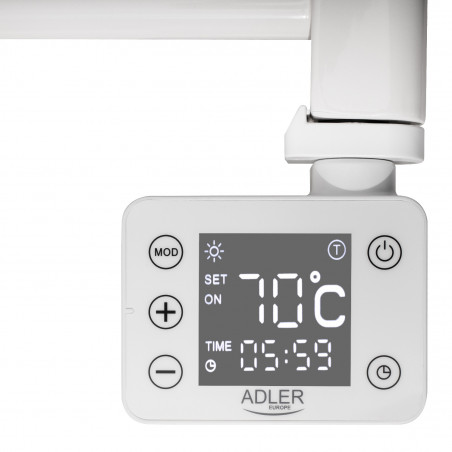 Calorifer electric pentru baie Adler AD 7823, 400 W, 10 elementi, Panou de control LED, Mod de economisire a energiei, IP24, Alb